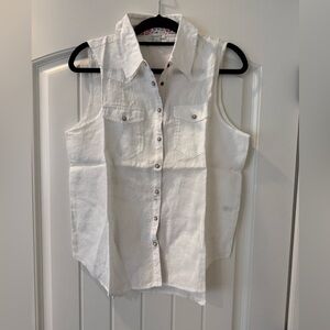 Sundance White Shirt with Floral Trim